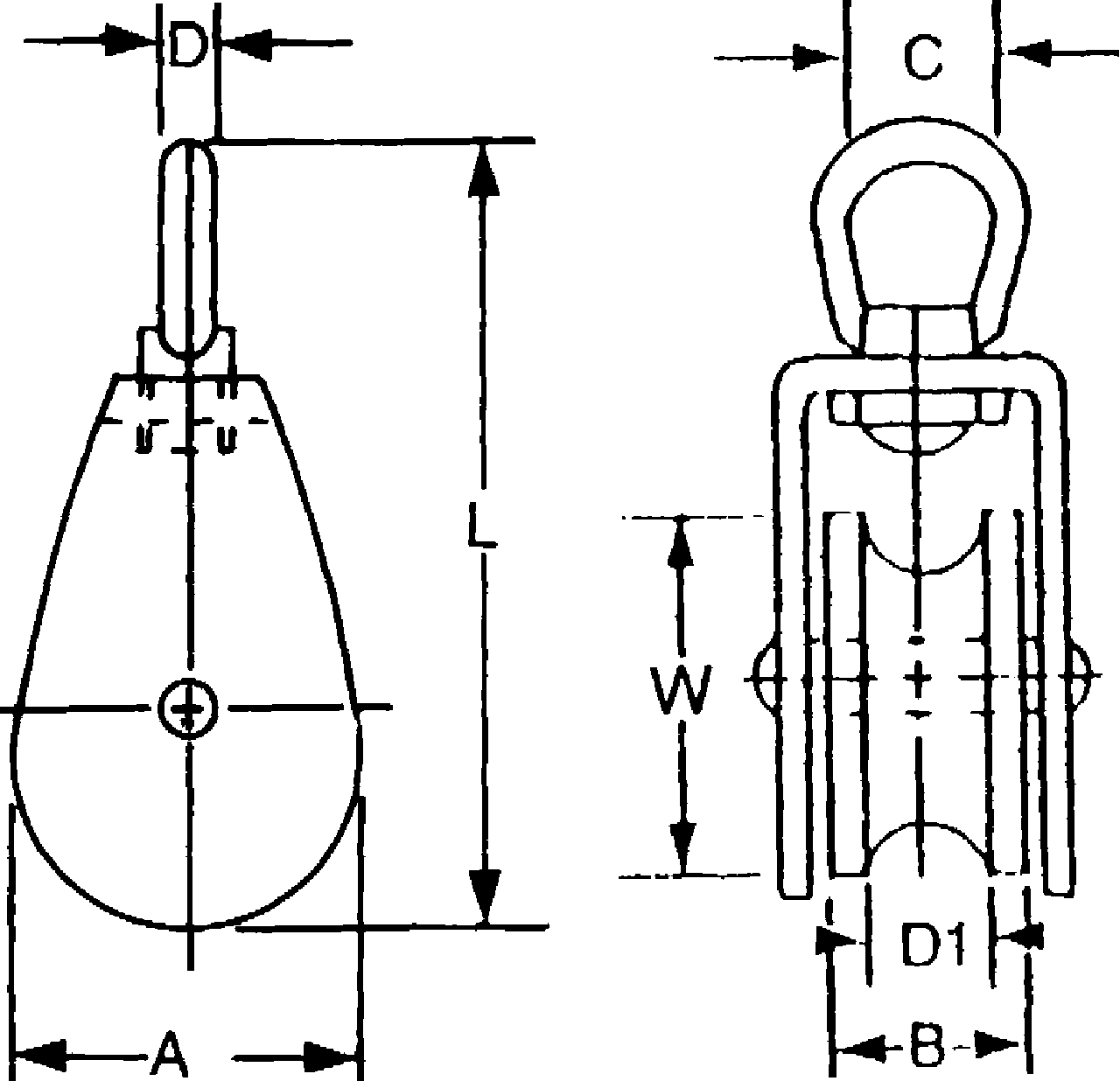 Stainless sheave block, single, AISI 316 CERTEX Denmark